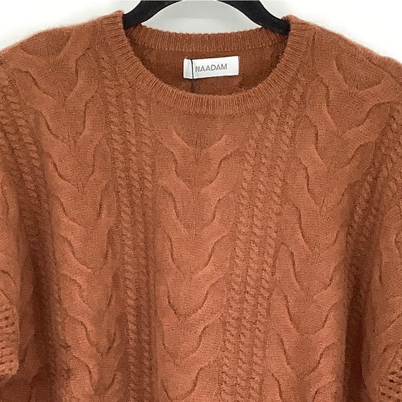 NEW! NAADAM Sz Small Open Cable Crewneck Cashmere Sweater Caramel $379 msrp J5-6 - Picture 5 of 12